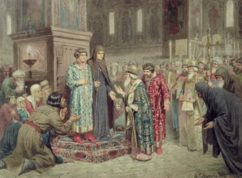 Conseil appelant Michel F. Romanov (1596-1645) au règne, 1880